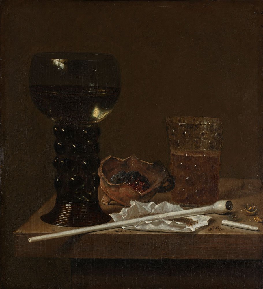 Jan Jansz. van de Velde III - Still Life with Roemer, Beer Glass and a Pipe