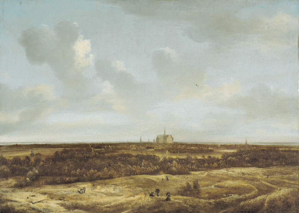 Attributed to Jan Vermeer van Haarlem - A view of Haarlem with the St. Bavokerk in the distance