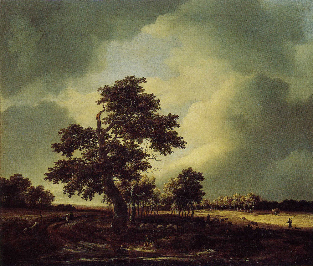 Jacob van Ruisdael - Flat Landscape with Grainfields and Trees