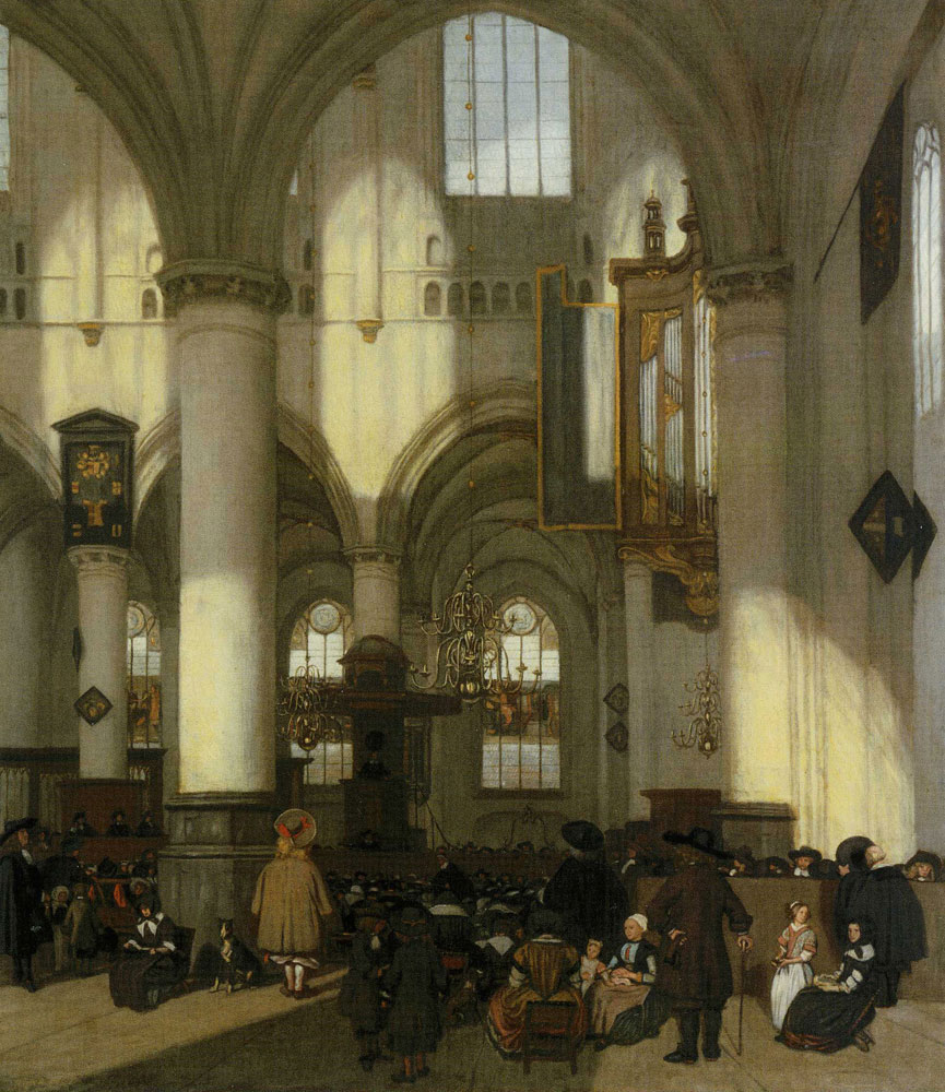 Emanuel de Witte - Interior of the Oude Kerk, Amsterdam, during a service