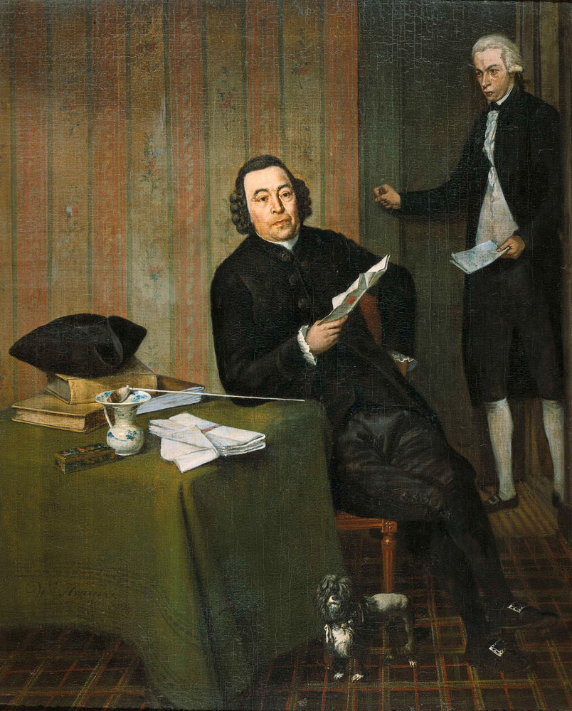 Wybrand Hendriks - Wernerus Köhne  (1725/26-88), Notary of Haarlem, with his Clerk Jan Bosch