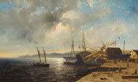 Andreas Achenbach Ships in the Harbour