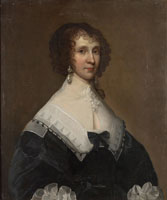Cornelius Janssens van Ceulen Portrait of a lady, said to be Miss Sumaretz, half-length, with a white lace collar and pearl earrings