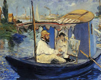 Edouard Manet Claude Monet in His Studio Boat
