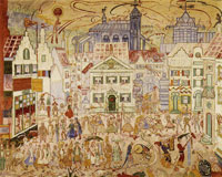 James Ensor Set for the Ballet La Gamme d'Amour, 2nd Act: The Town Square