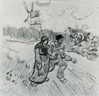 Vincent van Gogh Couple Arm in Arm and Other Figures