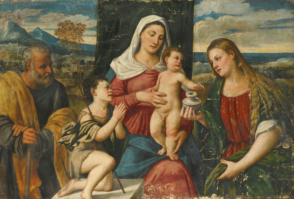 Bonifacio Veronese - The Holy Family with the Infant Saint John the Baptist and Mary Magdalen