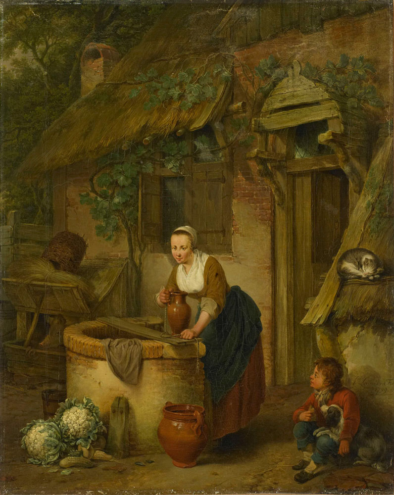 Jacobus Johannes Lauwers - Woman Drawing Water from a Well