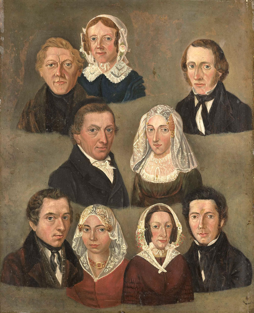 Kornelis Douwes Teenstra - Portrait of the Artist's Parents, Douwe Martens Teenstra and Barber Hindriks Siccama with Members of the Family