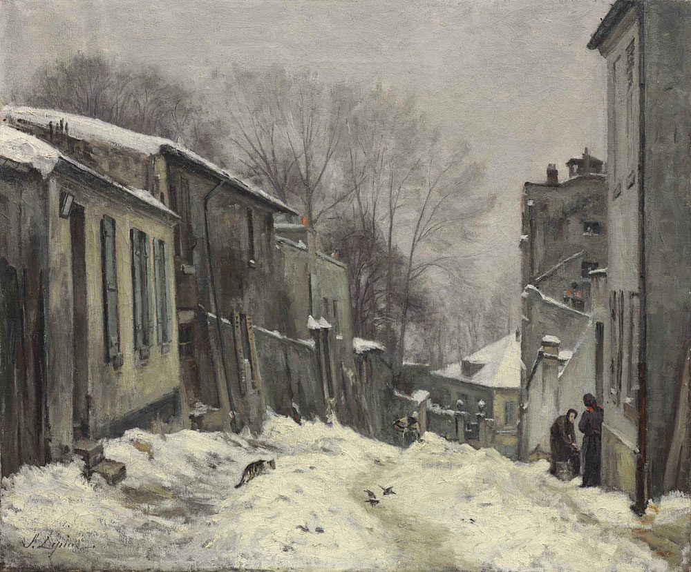 Stanislas Lepine - Montmartre, la rue du Mont-Cenis, snow effect