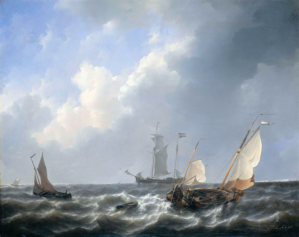 Petrus Johannes Schotel - Seascape from the Zeeland Waters, near the Island of Schouwen