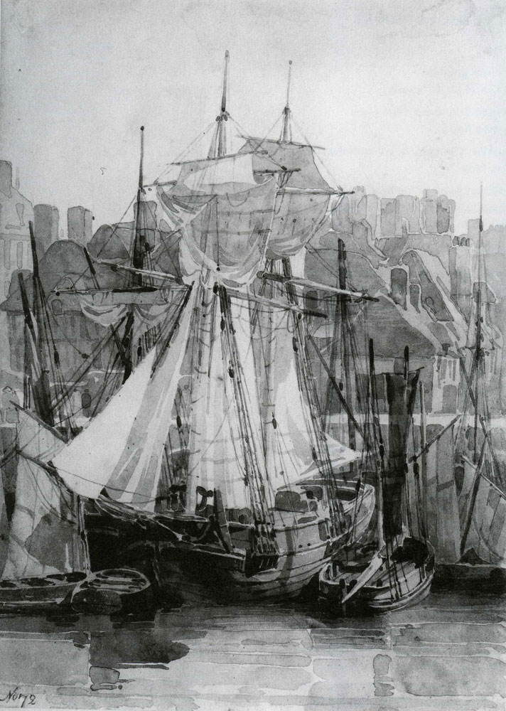 Richard Parkes Bonington - Ships in a Harbour, possibly Le Havre