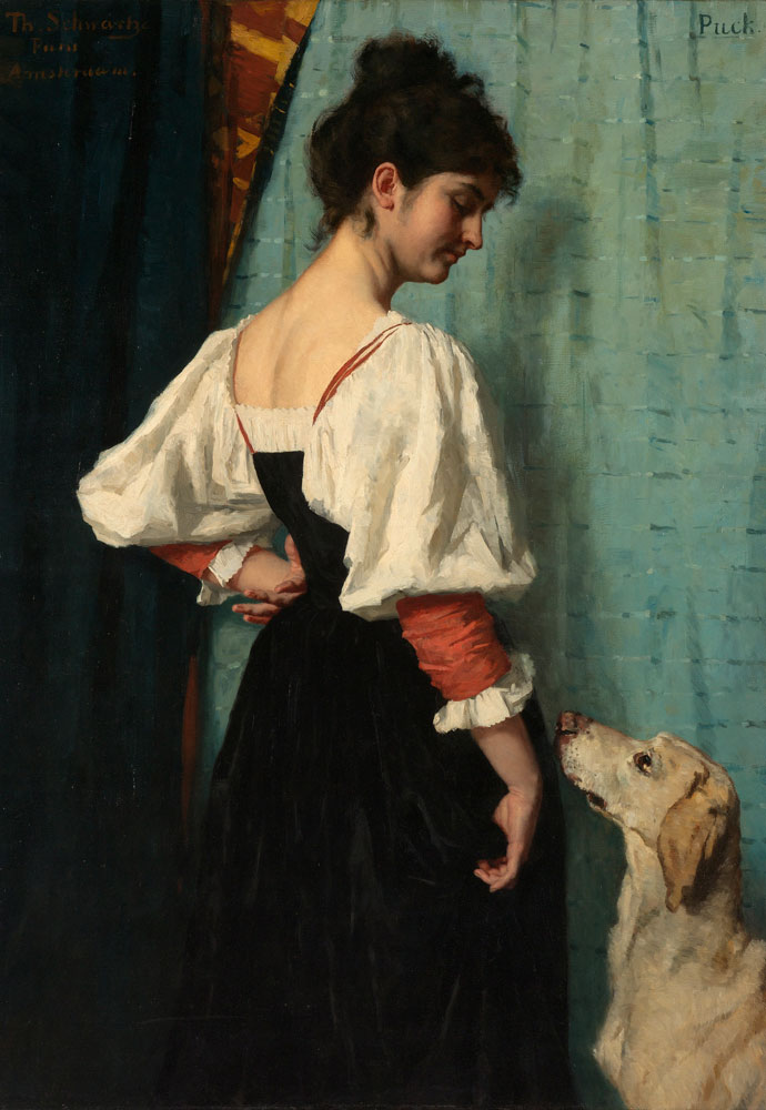 Thérèse Schwartze - Portrait of a young Woman, with 'Puck' the Dog