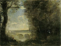 Jean-Baptiste-Camille Corot Un pècheur à la ligne, souvenir du Pont de Mantes