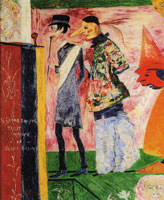 James Ensor Personages in Front of the Playbill of La Gamme d'Amour