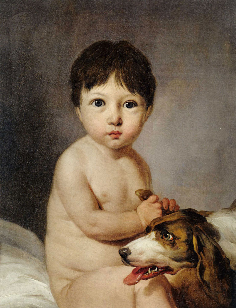 Louis-Léopold Boilly - Portrait of a Little Boy Playing with His Dog
