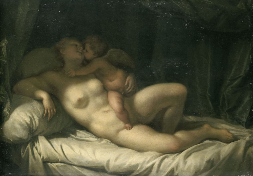 Manner of Adriaen van der Werff - Amor Kissing Venus