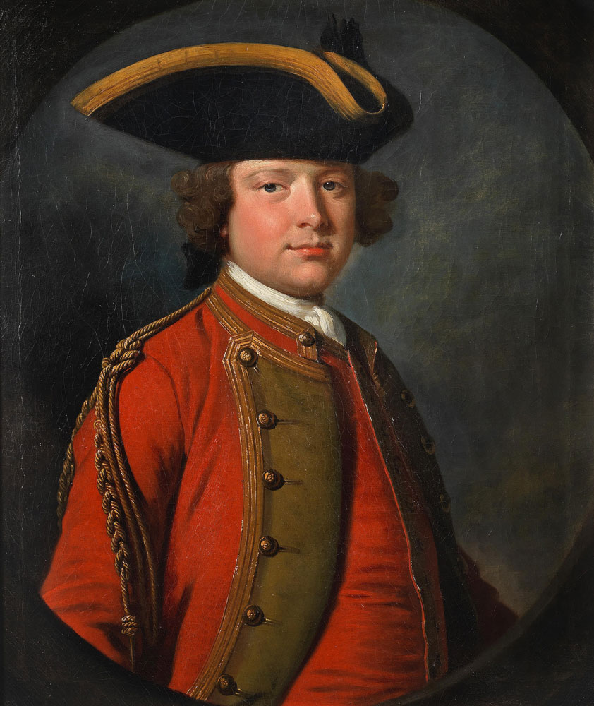 Allan Ramsay - Portrait of a gentleman, half-length, in military uniform and a tricorn hat