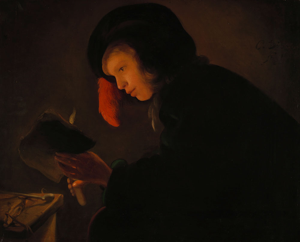 Christiaen Jansz. Dusart - Young Man by Candlelight