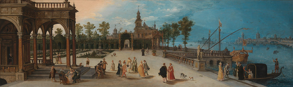 Anonymous - Dancing Party in the Forecourt of an Imaginary Palace with a Capriccio View of Venice in the Distance