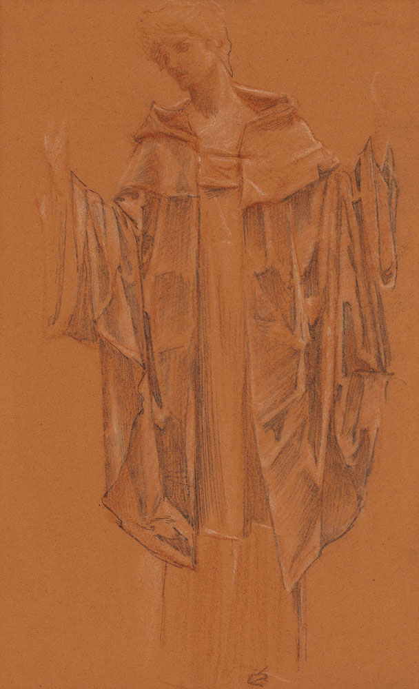 Edward Coley Burne-Jones - Study of a cloaked figure, probably the angel in 'The Failure of Sir Lancelot'