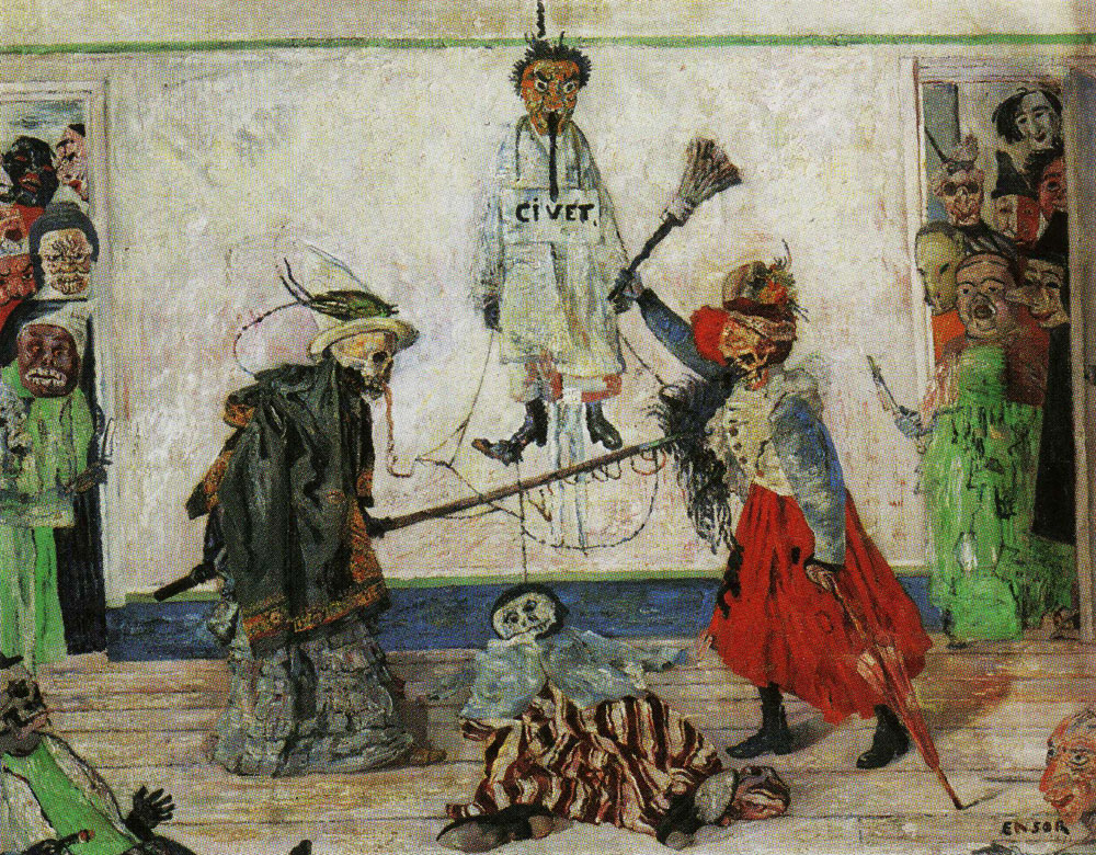 James Ensor - Skeletons Fighting for the Body of a Hanged Man