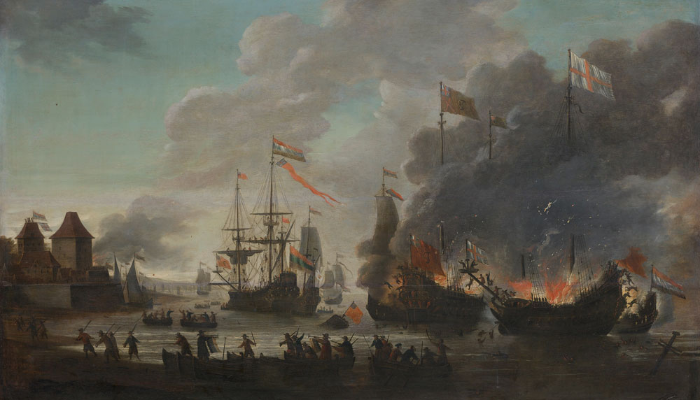 Jan van Leyden - The Dutch Burning English Ships during the Dutch Raid on the Medway, 20 June 1667
