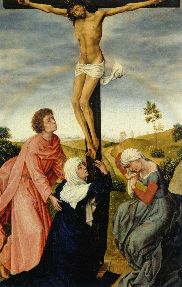 Circle of Rogier van der Weyden - Christ on the Cross with Maria, John and Maria Magdalena