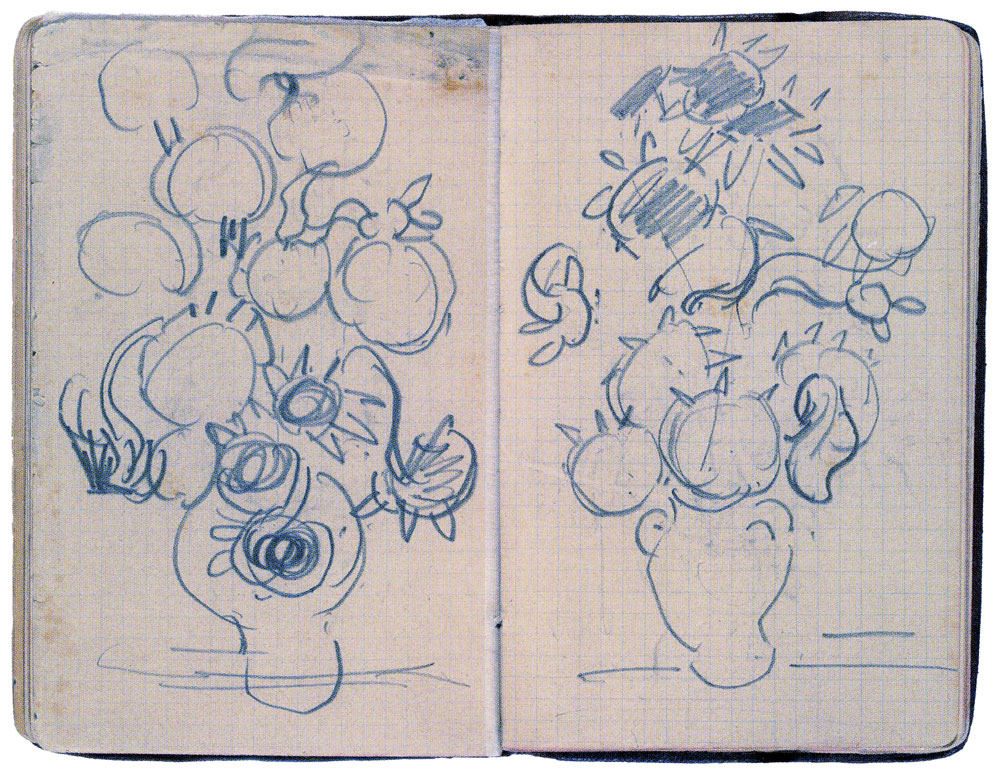 Vincent van Gogh - Sketchbook with Two Sunflowers