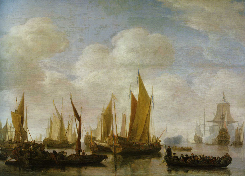 Simon de Vlieger - Dutch Ships on Calm Water