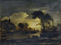 Follower of Aert van der Neer Moonlit Landscape