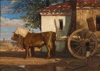 Alexandre-Gabriel Decamps Oxen before a Farmhouse at Le Verrier