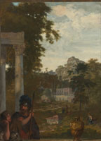 Gerard de Lairesse Italian Landscape with two Roman Soldiers