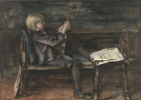 Jacob Maris Willem Matthijs Maris, the Artist's Oldest Son with a Violin
