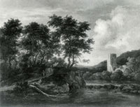 Jacob van Ruisdael Landscape with a River and a Ruin
