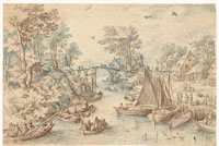 Copy after Jan Brueghel the Elder Village Straddling on a Busy River