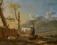 Karel Dujardin Landscape with a Shepherdess