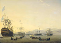 Nicolaas Baur Council of War on board the 'Queen Charlotte', commanded by Lord Exmouth, prior to the Bombardment of Algiers, 26 August 1816