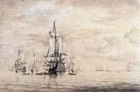 Willem van de Velde the Younger A Dutch warship becalmed