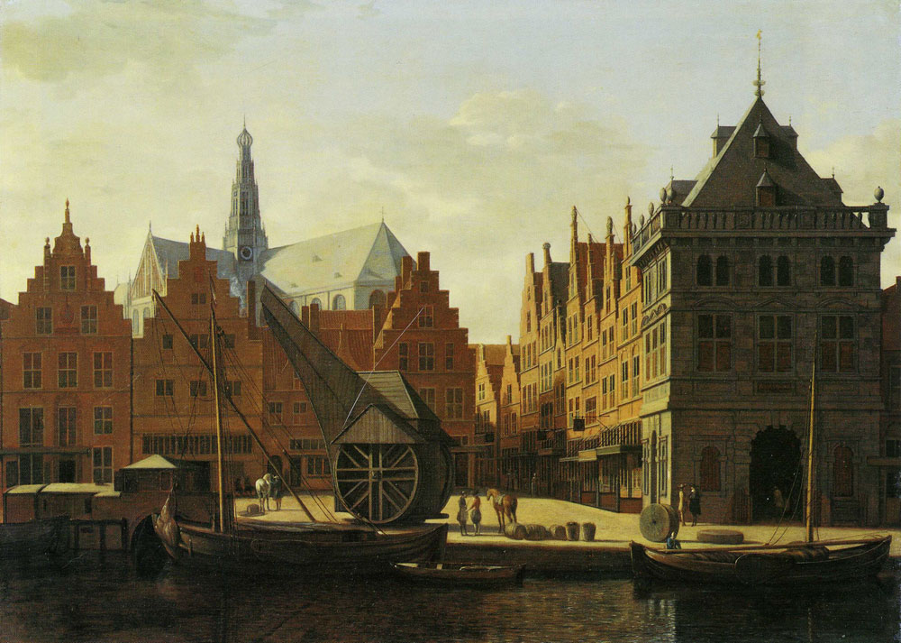 Gerrit Adriaensz. Berckheyde - View of the Spaarne with St. Bavo's, the Damstreet and the Waag