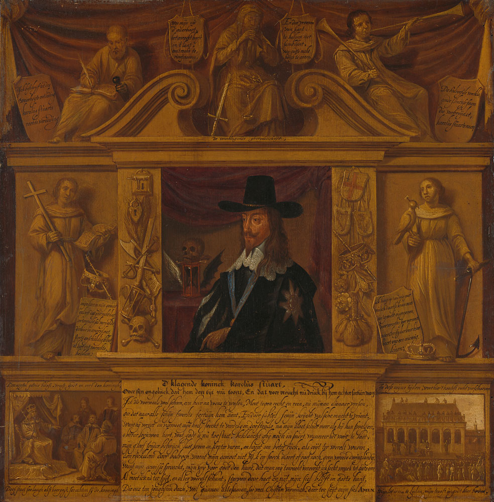 Anonymous - Portrait of Charles I, King of England, in a Frame with Allegorical Figures and Historical Representations