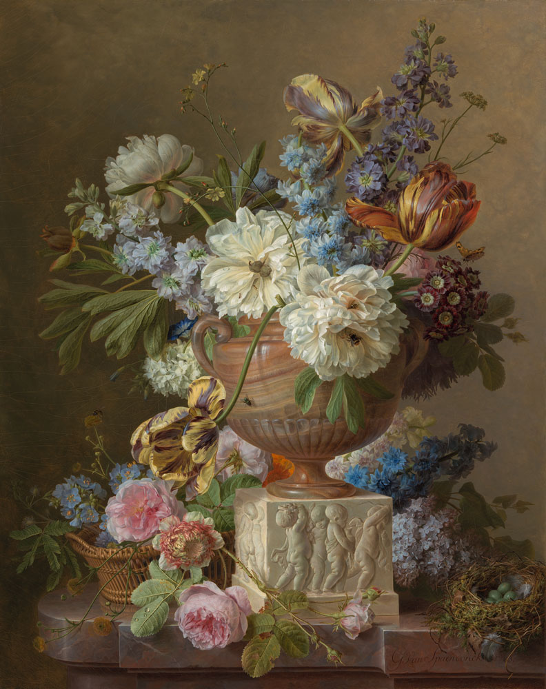 Gerard van Spaendonck - Flower Still-life with an Alabaster Vase