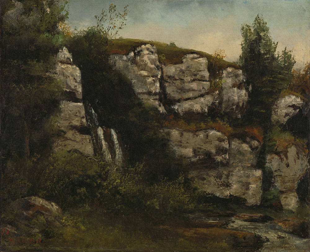 Gustave Courbet - Landscape with Rocky Cliffs and a Waterfall