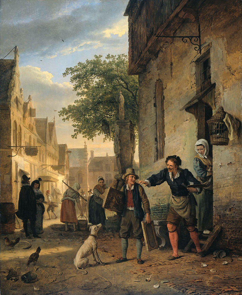Ignatius Josephus Van Regemorter - Jan Steen Sends his Son to the Streets to Exchange Paintings for Beer and Wine