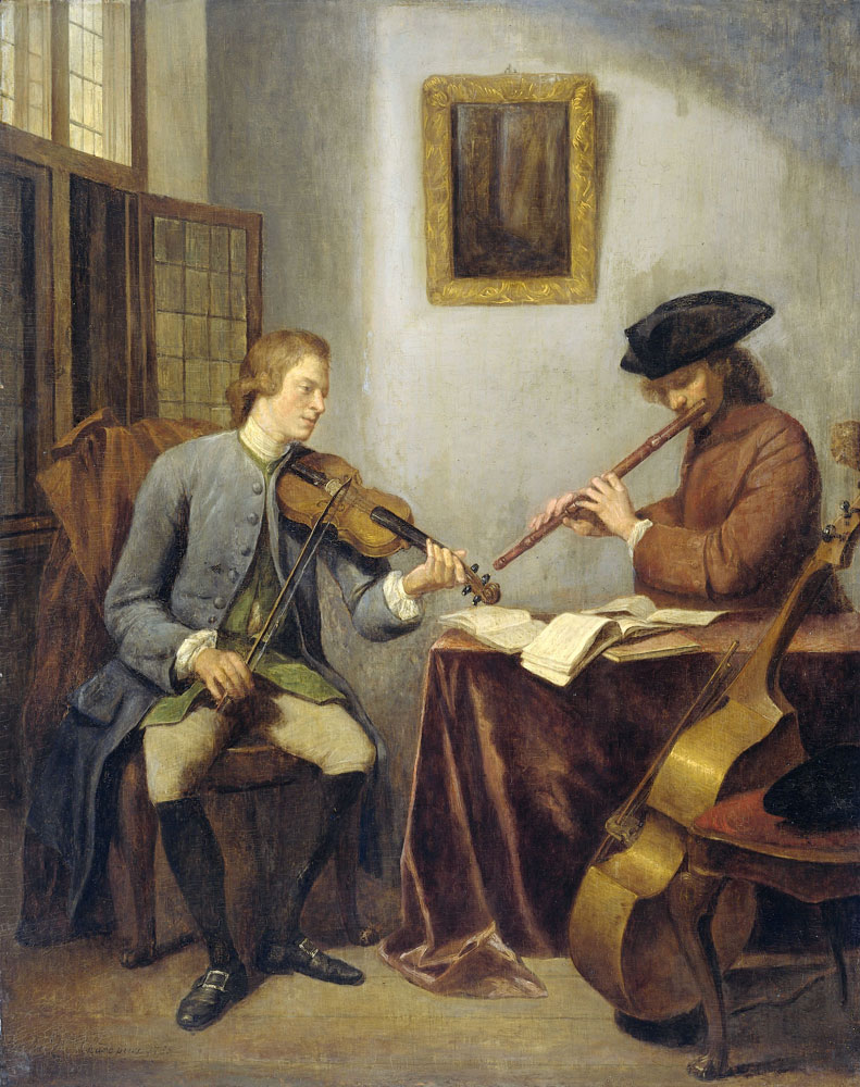 Julius Henricus Quinkhard - A Violinist and a Flutist Playing Music together (The Musicians)