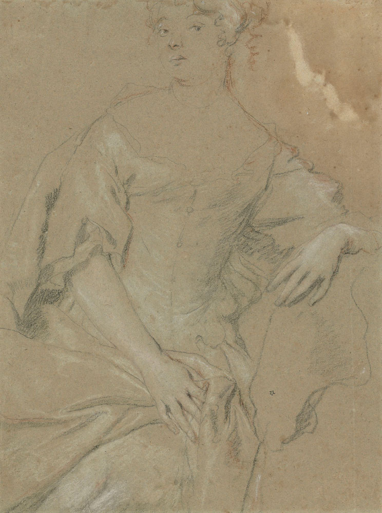 Peter Lely - Study for a seated female portrait  