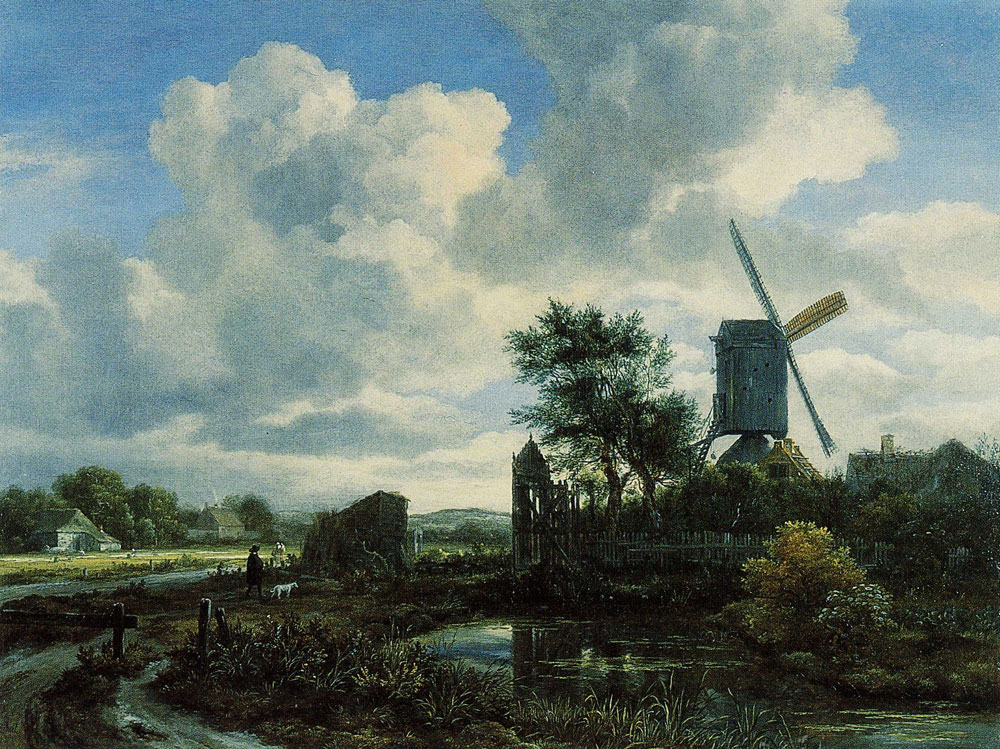 Jacob van Ruisdael - Evening Landscape: A Windmill by a Stream