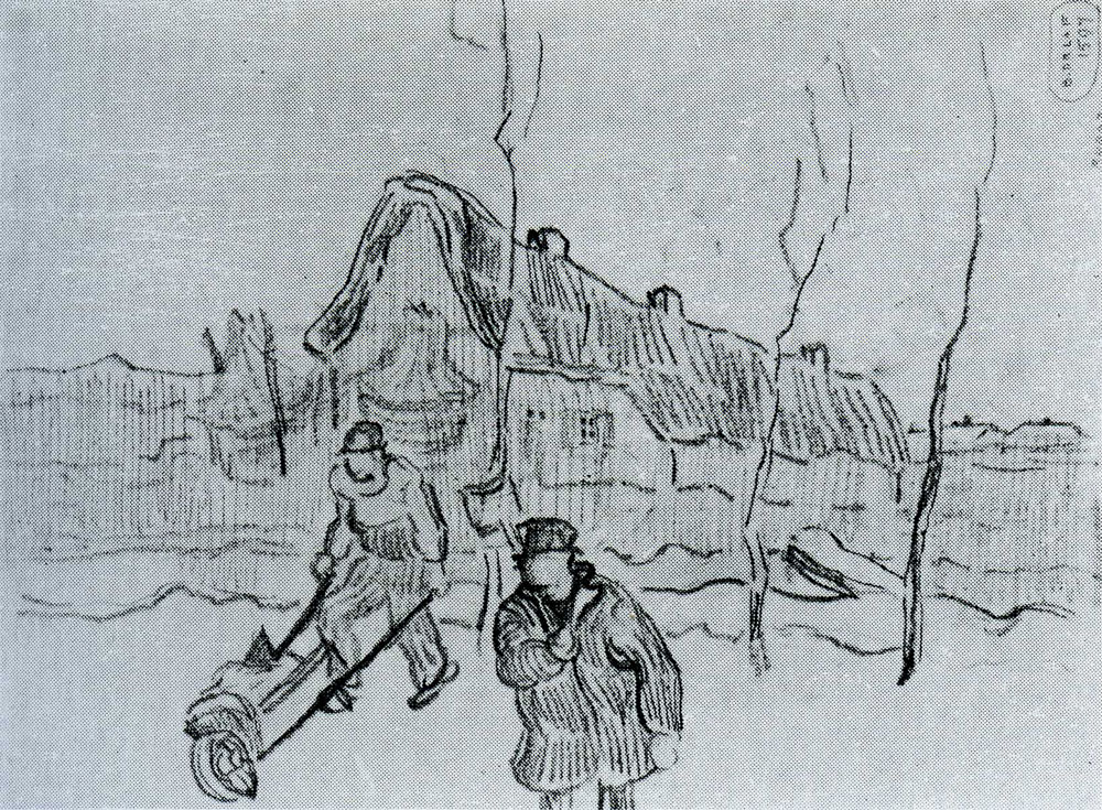 Vincent van Gogh - Landscape with Cottage and Two Figures