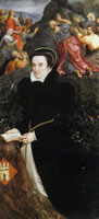 Adriaen Thomasz. Key Donor Portrait of Eléonora Lopez de Villanueva with the Ascension of Christ in the Background