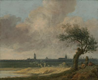 Anthonie Jansz. van der Croos A landscape with peasants resting under a tree, the city of Delft beyond